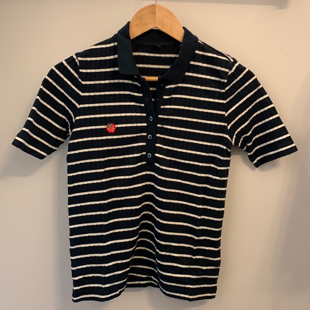 Uniqlo Strawberry striped polo